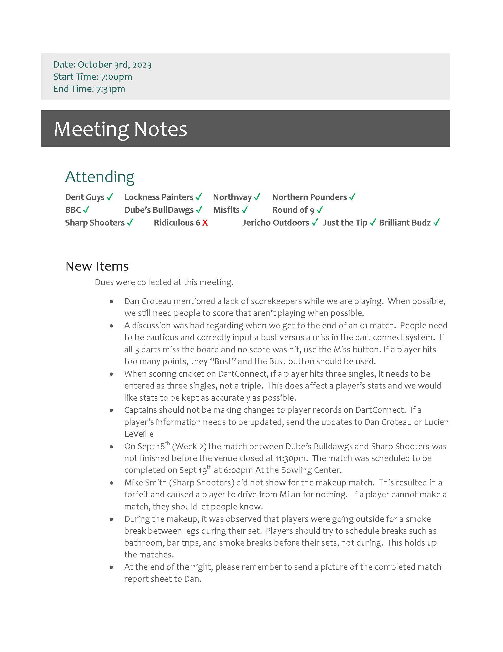 October 2023 Meeting Minutes